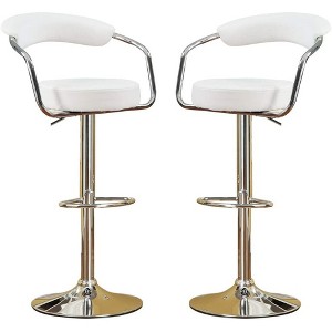 Set of 2 Contemporary Style Bar Stool Counter Height Chairs Adjustable Swivel Kitchen Island Stools - 1 of 4