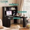 L Shaped Desk Modern with Charging Station and Bookshelf Storage for Home Office 59in Wide - 3irtyhousy - 2 of 4