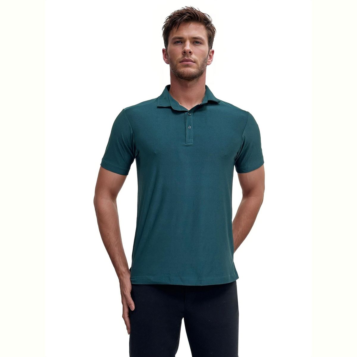 24seven men Wrinkle Resistant 3 Button Machine Washable Polo Shirt - thumbnail 4