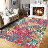 Abstract Washable Area Rug, Non-Slip Low Pile Distressed Carpet, Soft Floor Cover for Bedroom, Office, or Dining Room - 2 of 4