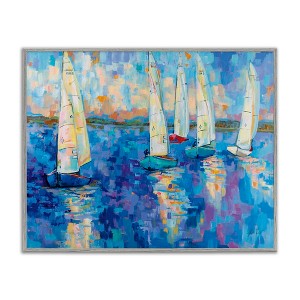 Stupell Industries Expressive Sailboat Waters Abstract Nautical Ship Painting Framed Giclee Art, Gray, 14" x 11" - 1 of 4