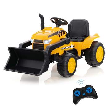 Costway 12V Kids Ride On Excavator Digger Electric Bulldozer Tractor RC with Light & Music