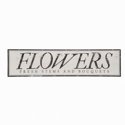 Transpac Wood 31.5 in. Multicolor Spring Distressed Flowers Market Sign
