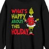 The Grinch What’s Happy About This Holiday? Adult Black Crew Neck Sweatshirt - 2 of 4