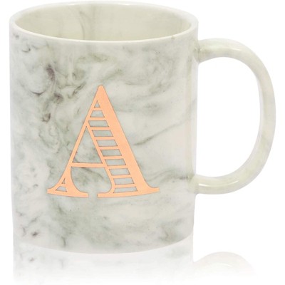 Farmlyn Creek Letter A Marble Ceramic Coffee Mug, Monogrammed Gift (11 oz)