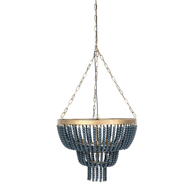 Storied Home 2-Tier Draped Wood Bead Chandelier, 4 of 9