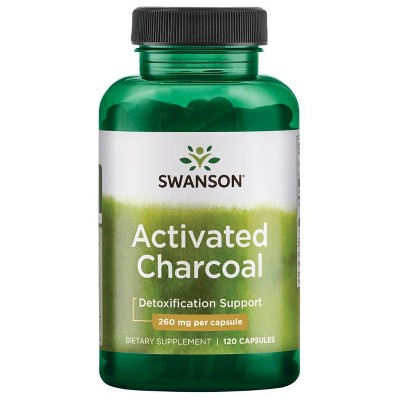 Swanson Activated Charcoal Capsules, Supports Bowel Regularity & Helps Ease Gas & Bloating, 260 mg (120 Capsules).