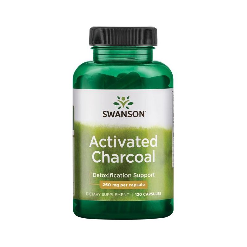 Swanson Digestive Health Treatments Activated Charcoal 260 mg 120 Caps, 1 of 3