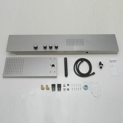 Brushed Nickel Multi-Function Shower Panel with Rainfall and Massage Jets