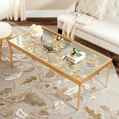 Ethereal Antique Gold Rectangular Butterfly Coffee Table