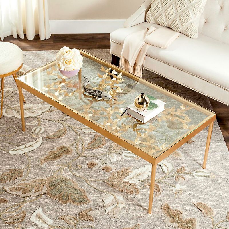 Rosalia Butterfly Coffee Table - Gold/Tempered Glass - Safavieh., 2 of 6