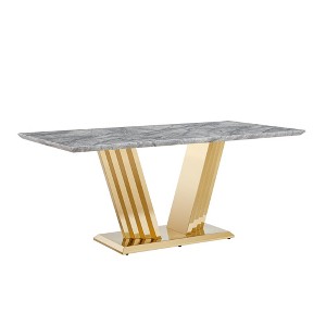 Dolonm 70-inch Modern Faux Marble Dining Table with Stainless Steel Base for 6 - 1 of 4
