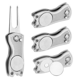 Unique Bargains Metal Foldable Magnetic Ball Marker Golf Divot Repair Tool 4 Pcs - 1 of 4