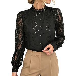 トップス DOT LACE SEE-THROUGH TOP (HIGH NECK) Dot lace see-through top (high neck)