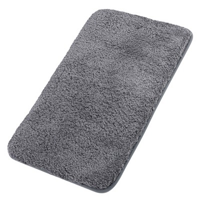 PiccoCasa Microfiber Striped Bathroom Rugs Shaggy Soft Thick and Absorbent  Bath Mat Light Gray 16x24