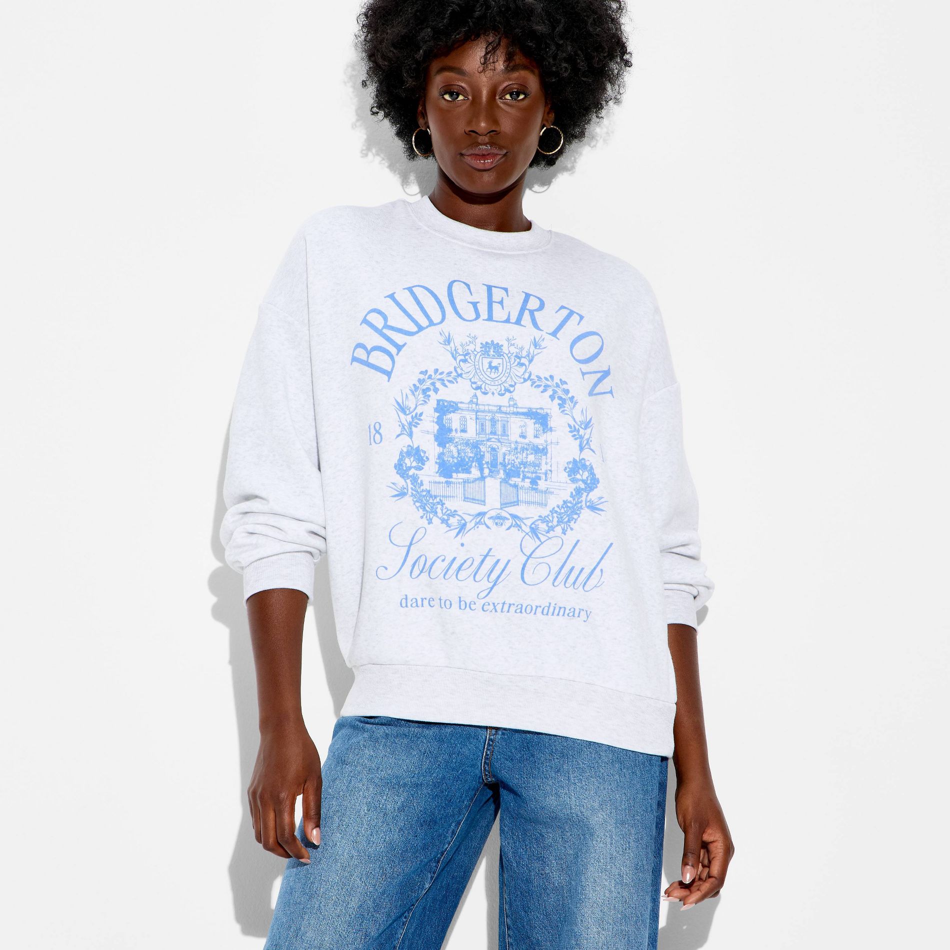 Women's Bridgerton Society Graphic Pullover Sweatshirt - Light Gray