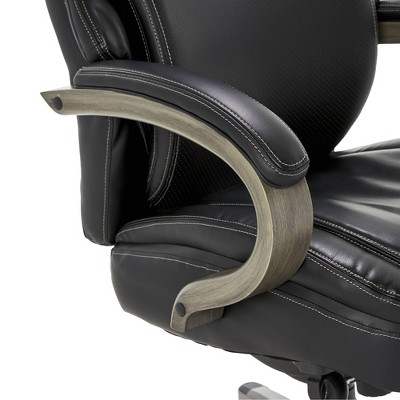 Hyland Black Bonded Leather Executive Office Chair with Wood Arms