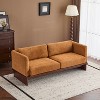 77" Modern 3-Seater Sofa, Square Arm Boucle Upholstery, Solid Wood Base, Minimalist Design,Beige -- Frevyn - 3 of 4