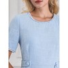 Hobemty Women's Tweed  Round Neck Short Sleeve Elegant Work A-Line Short Dress - 4 of 4