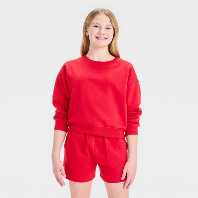 Girls' Fleece Crew Neck Pullover Sweatshirt - art class™