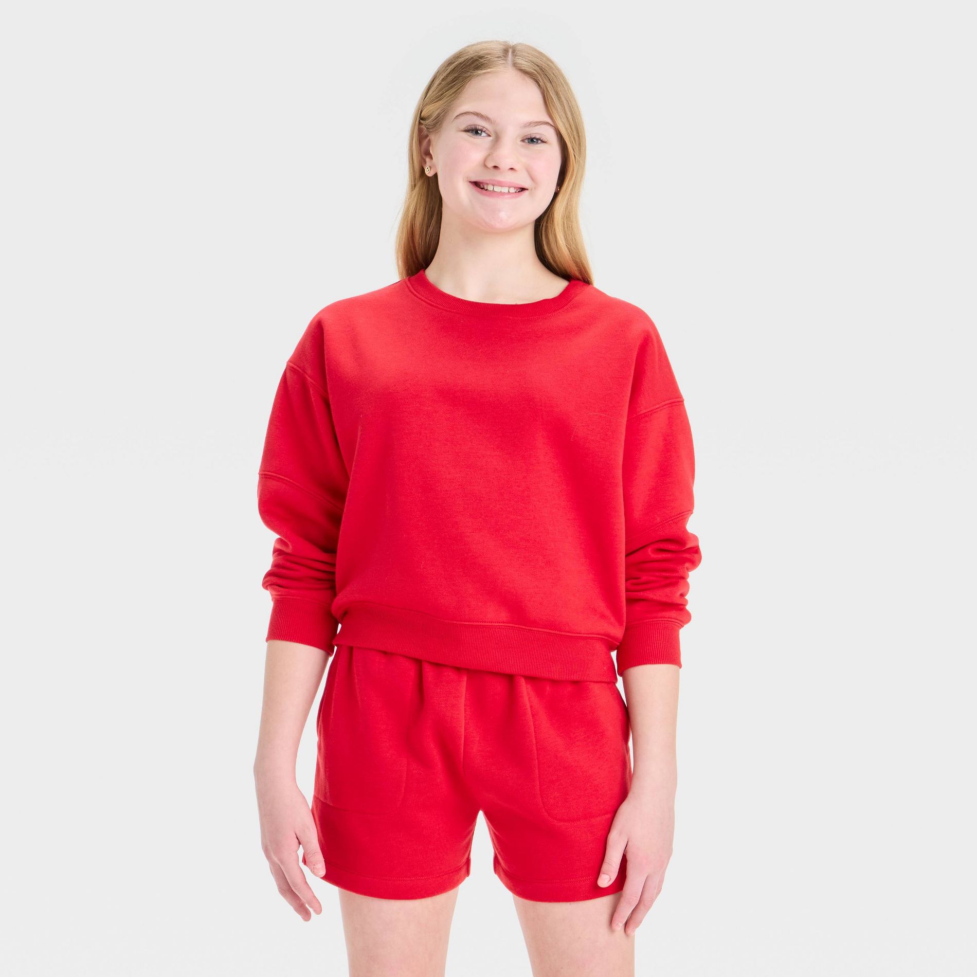 Girls' Fleece Crew Neck Pullover Sweatshirt - art class™