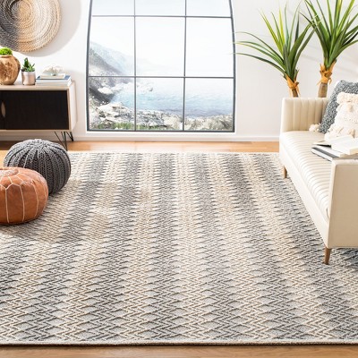 Hand-Tufted Wool Rectangular Area Rug in Gray and Off-White, 8' x 10'