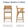 Best Choice Products Set of 2 Outdoor Acacia Wood Bar Stools Bar Chairs w/ Weather-Resistant Cushions - Teak Finish - 4 of 4