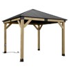Aoodor 10 x 10 ft Wooden Frame Gazebo with Galvanized Metal Hardtop Roof, Outdoor Patio Gazebo with Charging Socket - 2 of 4