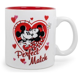 Silver Buffalo Mickey and Minnie Mouse "Perfect Match" Ceramic Coffee Mug | Holds 20 Ounces - 1 of 4