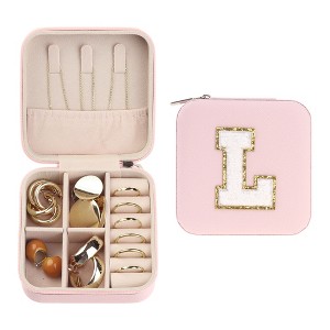Unique Bargains Women Teen Girl Gifts Small Portable PU Leather Pink Jewelry Case Storage - 1 of 4