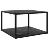 vidaXL Black Coffee Table - 23.6"x23.6"x13.8" - Tempered Glass and Powder-Coated Steel - Square Shape - Modern Design - 2-Layer Storage - 2 of 4