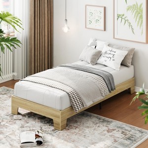 Wood Slat Support, No Box Spring Needed, Noise-Free Design, Minimalist Bedroom Furniture - 1 of 4
