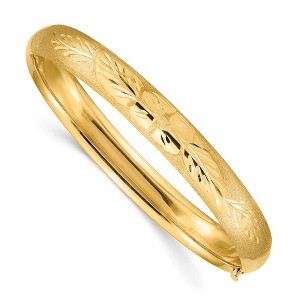 Black Bow Jewelry 8mm 14k Yellow Gold Florentine Engraved Hinged Bangle Bracelet, 8 Inch - 1 of 4