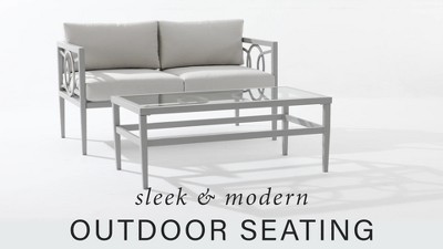 Ashford Cream Metal 2-Piece Outdoor Conversation Set with Glass Table