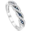 Pompeii3 1/3 Ct Blue Sapphire & Diamond Ladies Swirl Wedding Ring 10k White Gold - 2 of 4