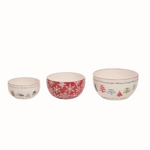 Transpac Dolomite 8.7 in. Multicolor Christmas Merry Serving Bowls Set of 3 - 1 of 2