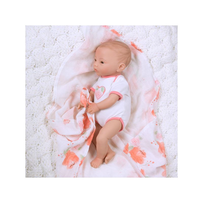 Paradise Galleries Newborn Baby Doll 16 inch Reborn Preemie, Swaddlers: Peach Blossom, Safety Tested for 3+, 4-Piece Set, 4 of 9
