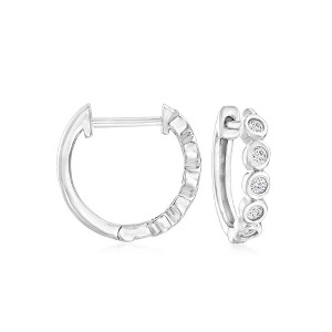 Pure Collection by Ross-Simons 0.15 ct. t.w. Bezel-Set Diamond Huggie Hoop Earrings in Sterling Silver - 1 of 4