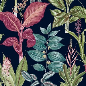 NEXT Fantasy Rainforest Leaves Navy Wallpaper - 1 of 4