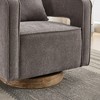 Gulches 29.1"W Charcoal Linen Blend Swivel Accent Open Back Chair - 360¡ã Rotation, Weathered Rubberwood Base, Curved Back - 4 of 4