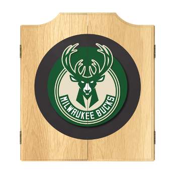Milwaukee Bucks Logo Dart Board Cabinet Set