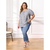 Women's Plus Size Boho Floral Print Puff Sleeve Round Neck Summer Casual Vacation Blouses - GRACE & GRANDEUR - 2 of 4