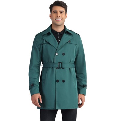 INSPIRE CHIC Men's Business Double Breasted Notched Lapel Winter Trench Coat
