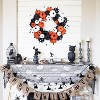 GAOMON 18 Inch Halloween Fall Wreath for Front Door, Black Orange White Artificial Pumpkin Wreath - 2 of 4