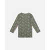 Deux par Deux Girl Jersey Tunic Green with Floral Print - 2 of 4