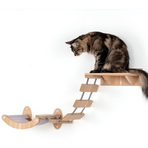 SWEET LIFE PETS Indoor Cat Perch, Wall Shelf with Hanging Hammock & Plank Bridge for Climbing - for Small Pets up to 18 Pounds - 1 of 4