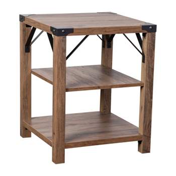 Emma and Oliver Engineered Wood Modern Farmhouse Two Tiered End Table with Metal Accents
