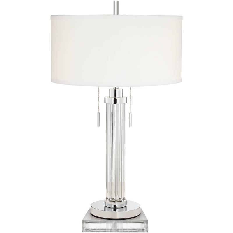 Possini Euro Design Cadence Modern Table Lamp with Square Riser 31 1/2" Tall Glass Column White Shade for Bedroom Living Room Bedside Office Family, 1 of 7