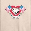 Women's - Peanuts - Snoopy Since 1776 Flag Heart Lightweight French Terry Wide Neck Long Sleeve Shirt - 2 of 4