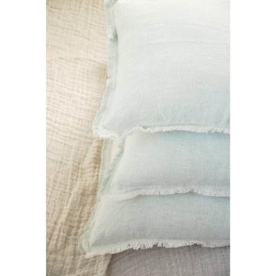 Light Aqua Fringe Soft Linen Pillow Cover 14x20